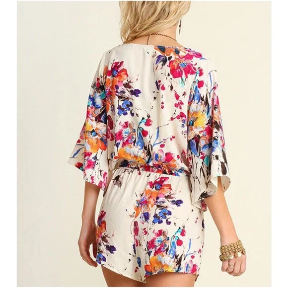 017 Boho Floral Print Cottagecore Pocket Romper - Picture 2 of 2